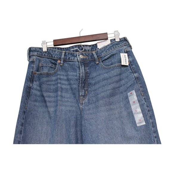 NWT Old Navy Jeans Size 12 Extra High Rise Sky Hi Wide Leg Denim Preppy Boho - Picture 2 of 14